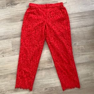 J.Crew Red Lace Pull-on Pants